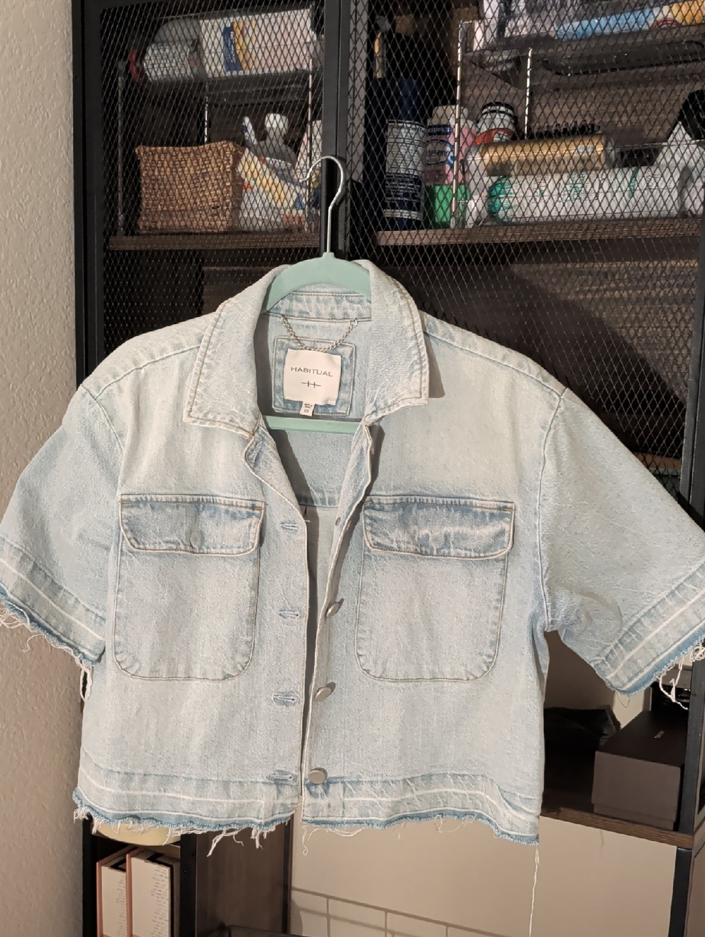 Habitual Pale Blue Cropped Denim Shirt Jacket
